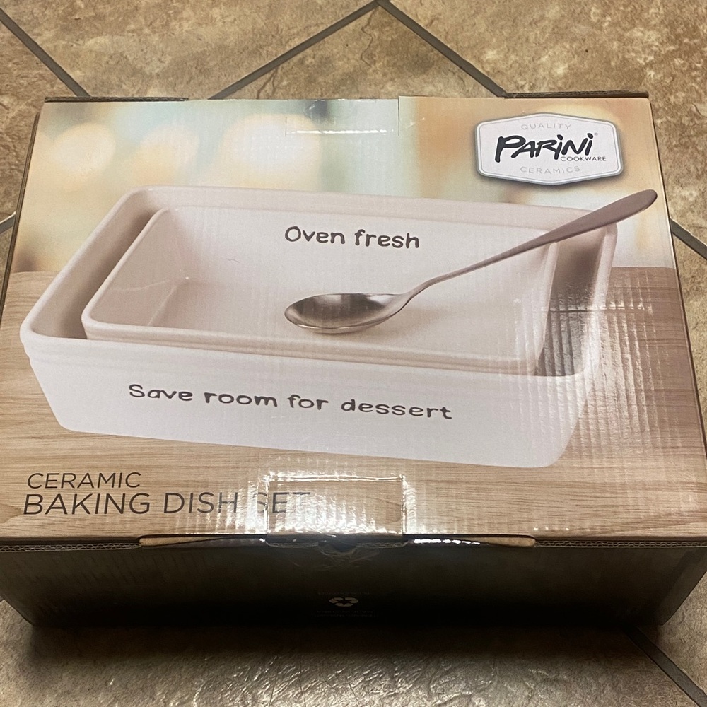 Parini Ceramic Baking Dish Set NIB Kitchen Bakeware Casserole Cake Pans Fall